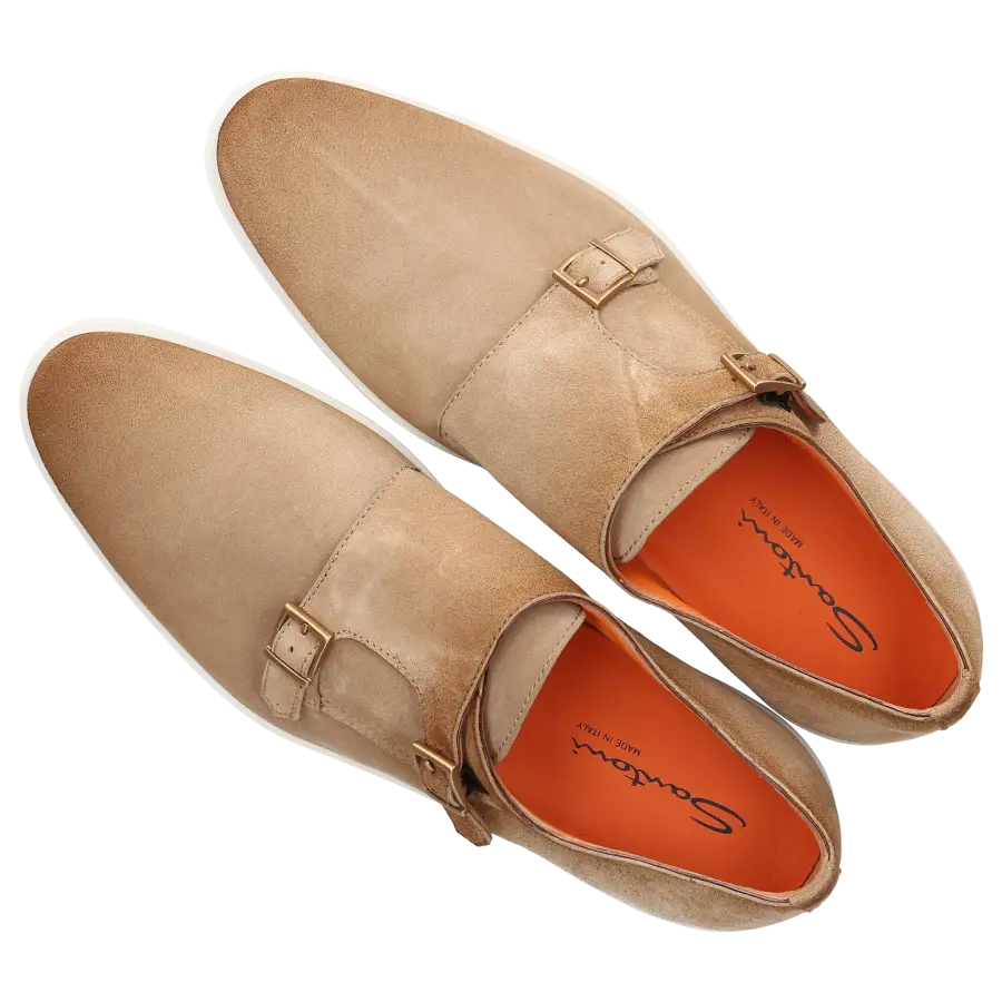 Santoni - Monk Schuhe MGAI17 Veloursleder - beige