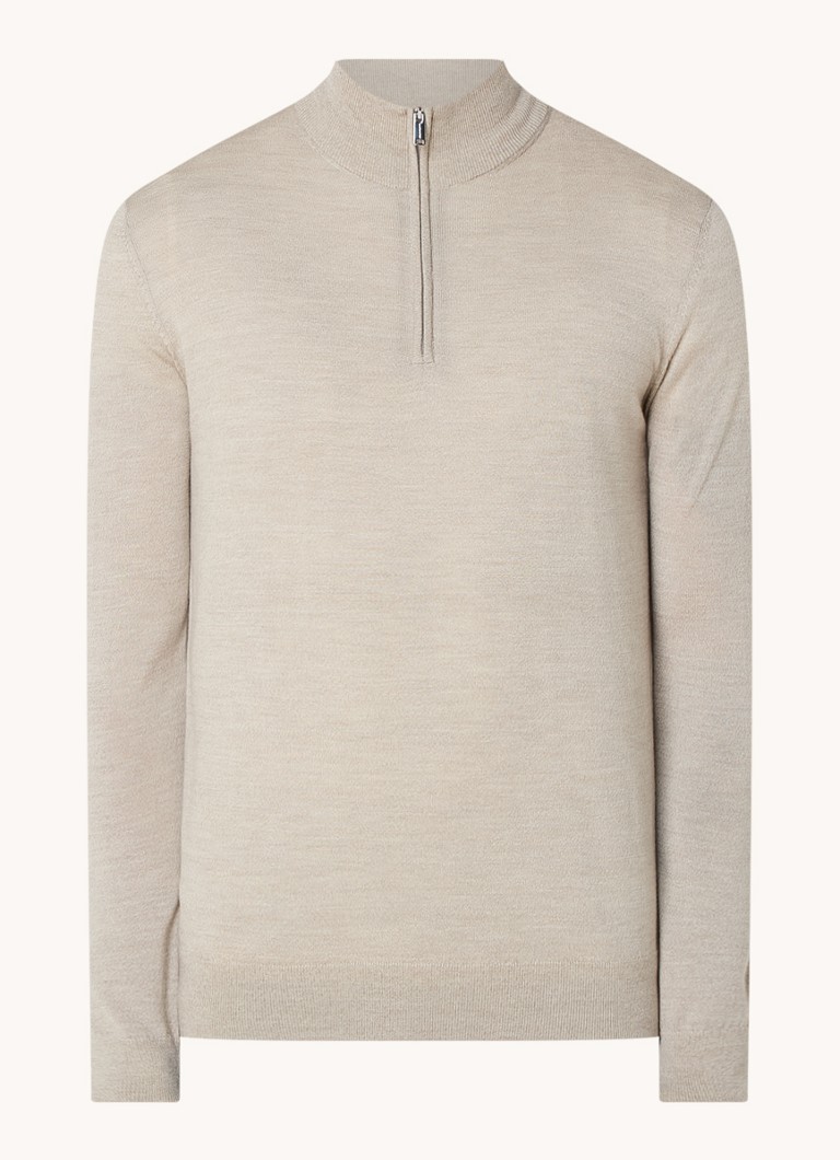 Profuomo Merino Wool Fine Knit Sweater with Half Zipper