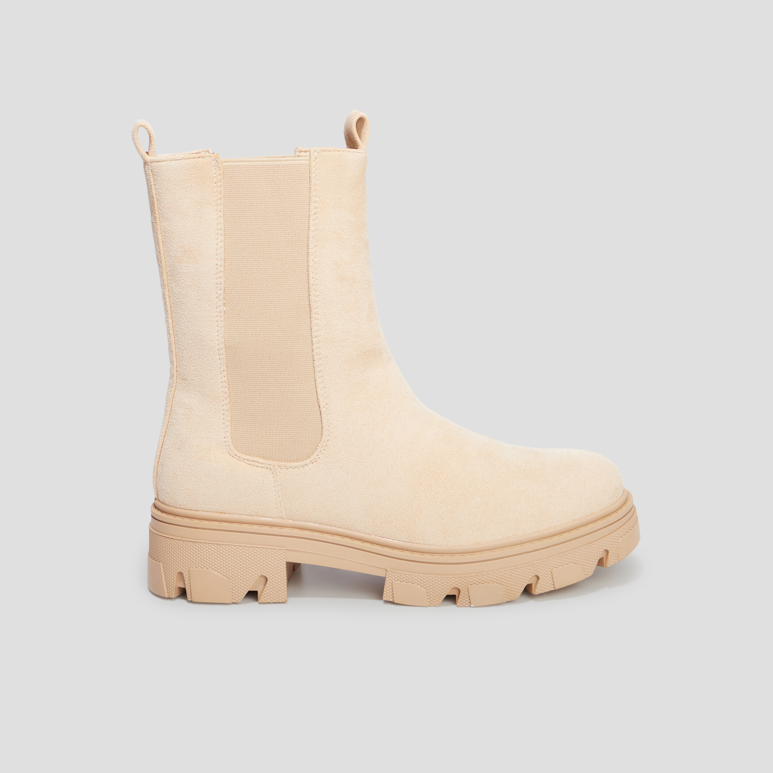 Bottines hautes chelsea aspect suédine sable femme | La Halle