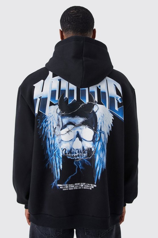 Oversize Hoodie mit Skelett Homme Print
