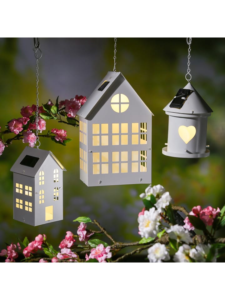 MARELIDA LED Solar Haus Lichthaus DIY Deko Laterne Metall H: 19cm Lichtsensor in weiß günstig kaufen onesize