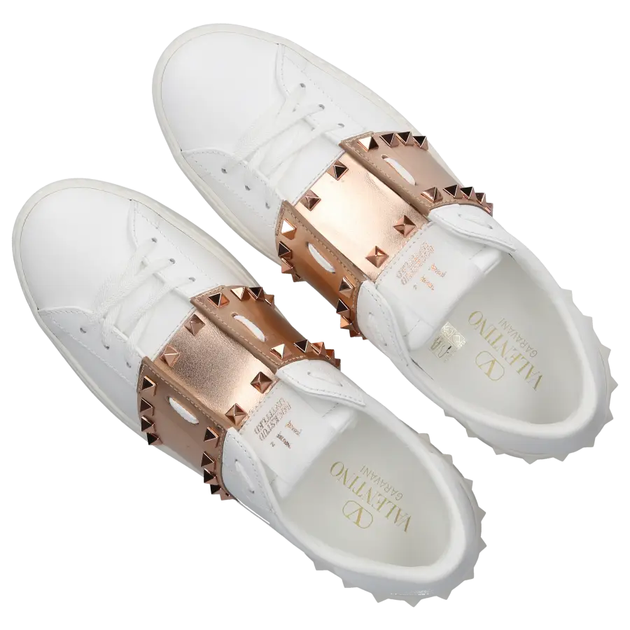 Valentino Garavani - Sneaker low ROCKSTUD UNTITLED Kalbsleder - weiß