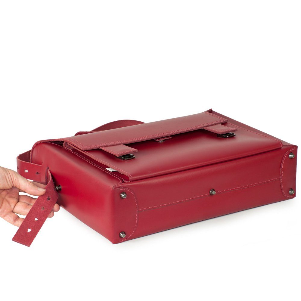 Jahn-Tasche Aktentasche Damen-Aktentasche, Leder Kirsch-Rot, Futter Grau, Jahn-Tasche 609