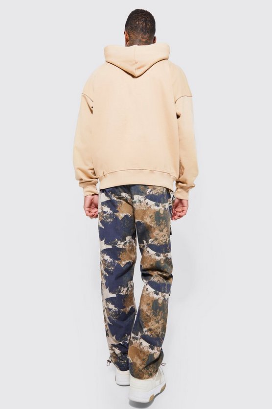 Gerade Camouflage Cargo-Hose mit elastischem Bund und 4 Taschen