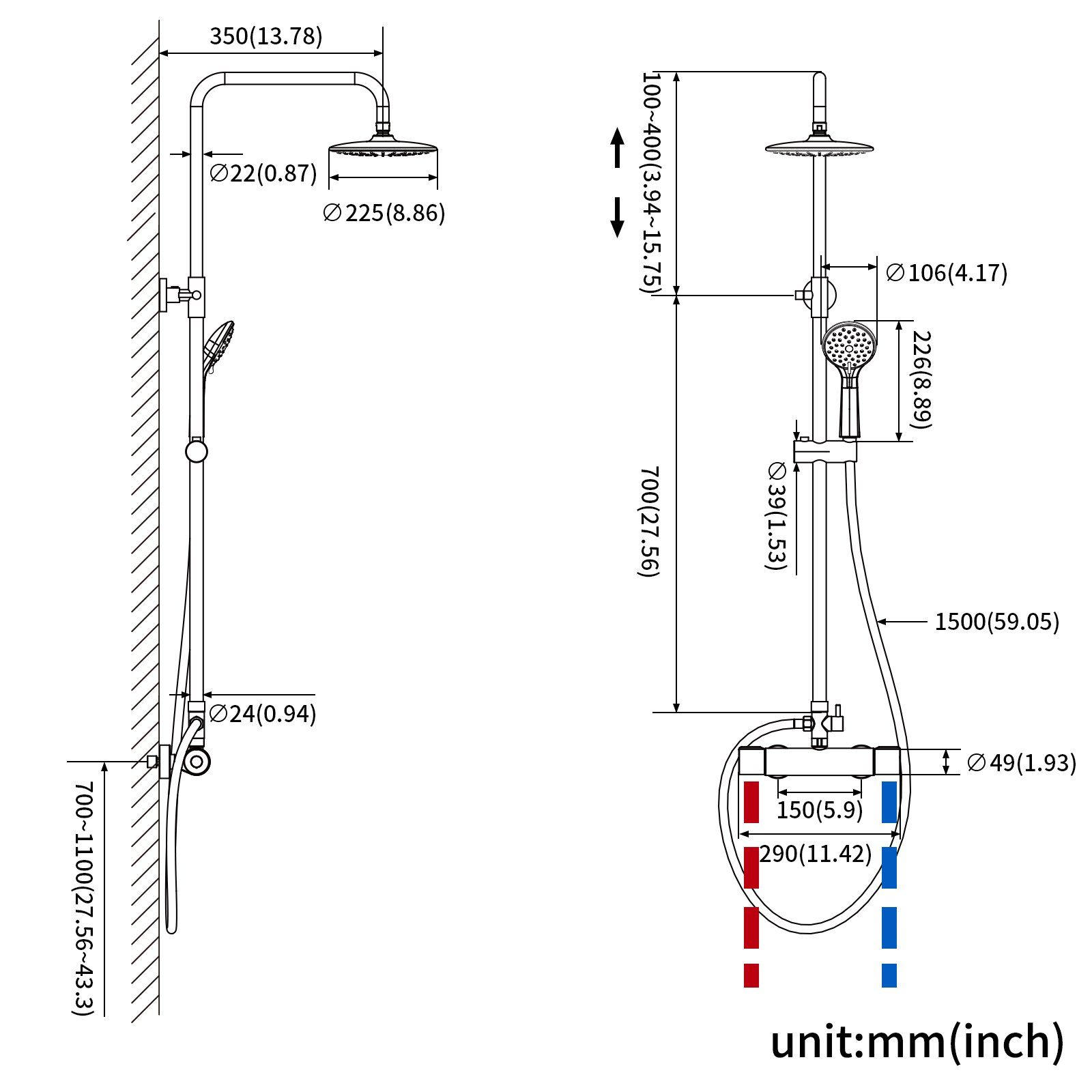Auralum Duschsystem mit Thermostat Duscharmatur Regendusche Duschset Dusch Handbrause, Chorm Brausegarnitur, mit 3 Strahlarten