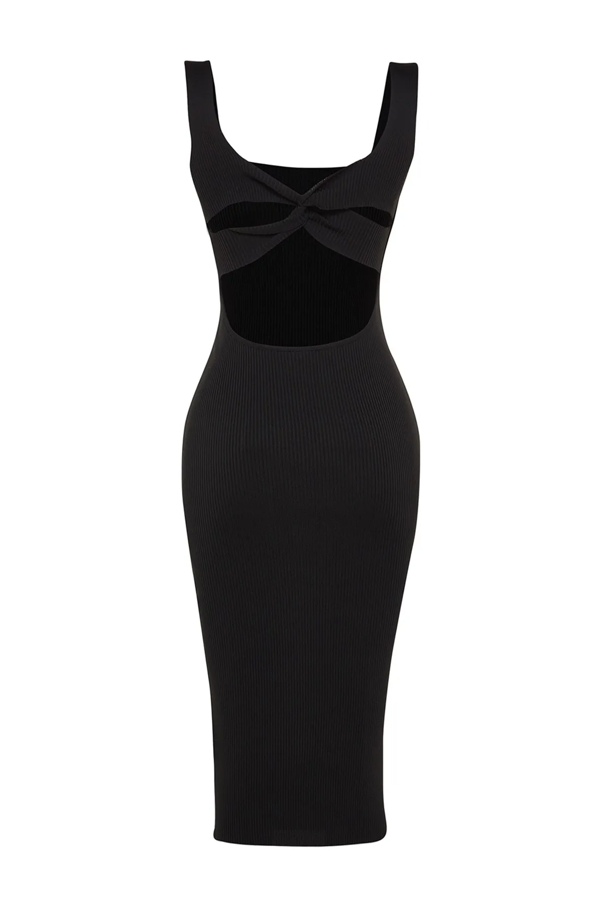 Trendyol Collection  Schwarzes, tailliertes Strick-Abendkleid TPRSS23EL00368