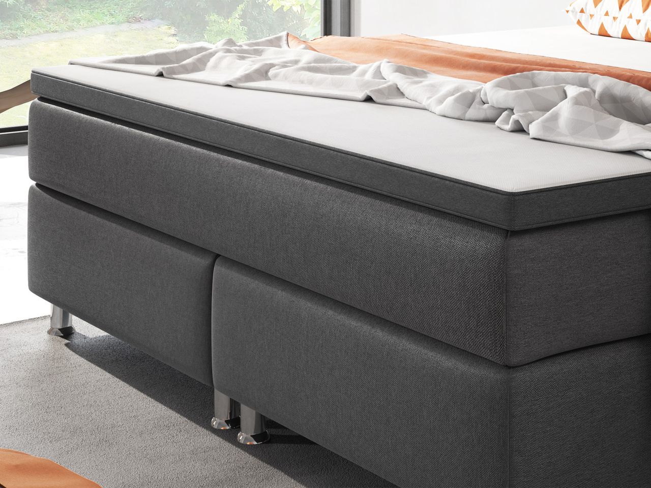 IHG Boxspringbett Berlin 180x200 cm Webstoff Anthrazit