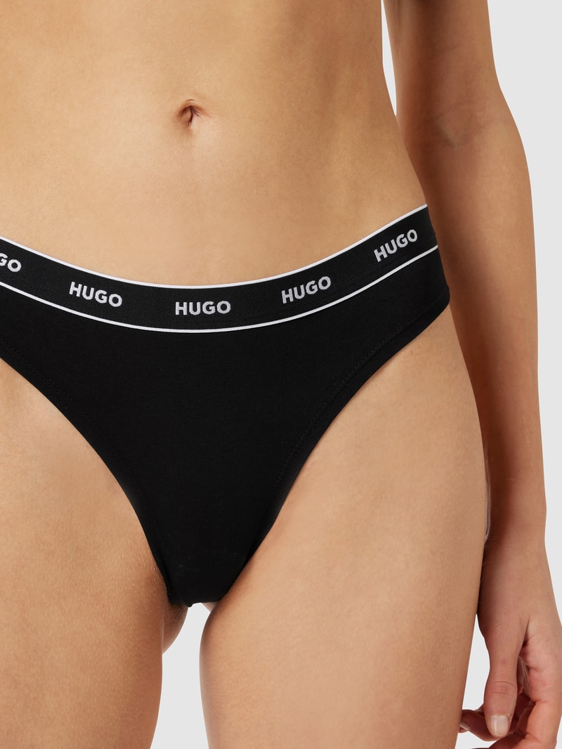 String mit Logo-Bund im 3er-Pack in schwarz