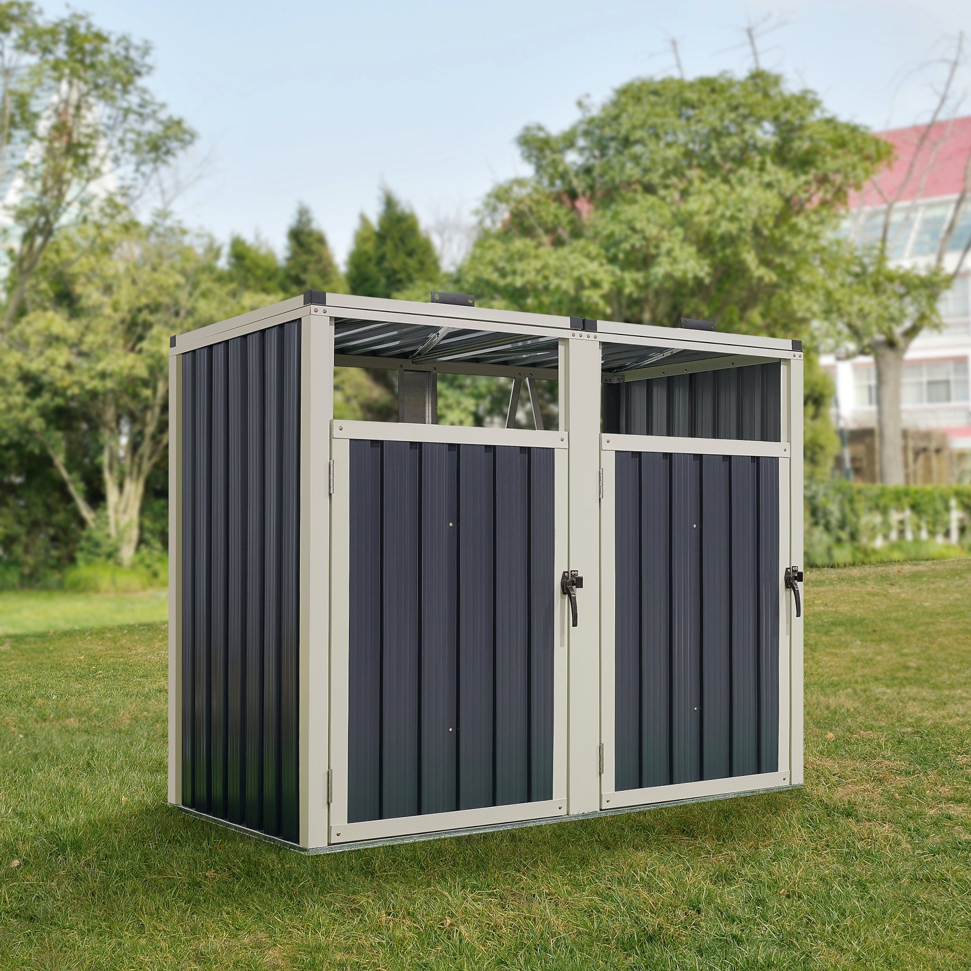 pro.tec Mülltonnenbox, Tarbek Mülltonnen Verkleidung für 2 Tonnen 240 L Stahl Anthrazit