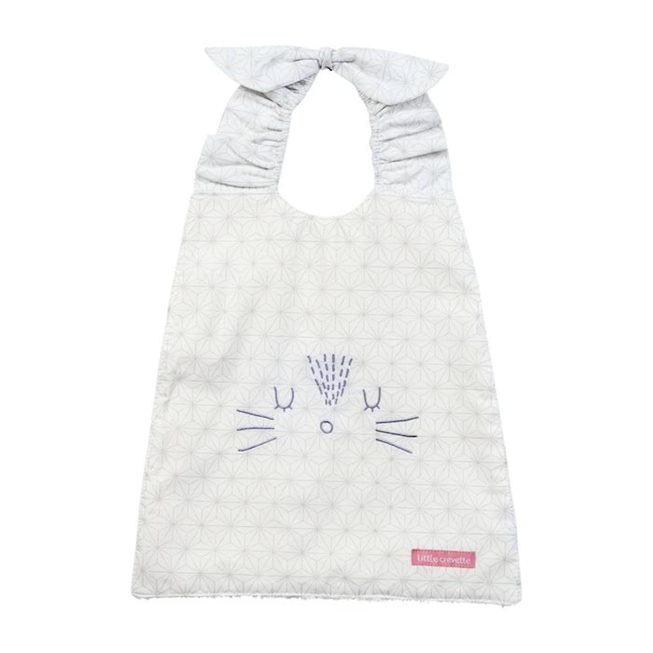 Bavoir élastiqué en coton bio* Pompom beige