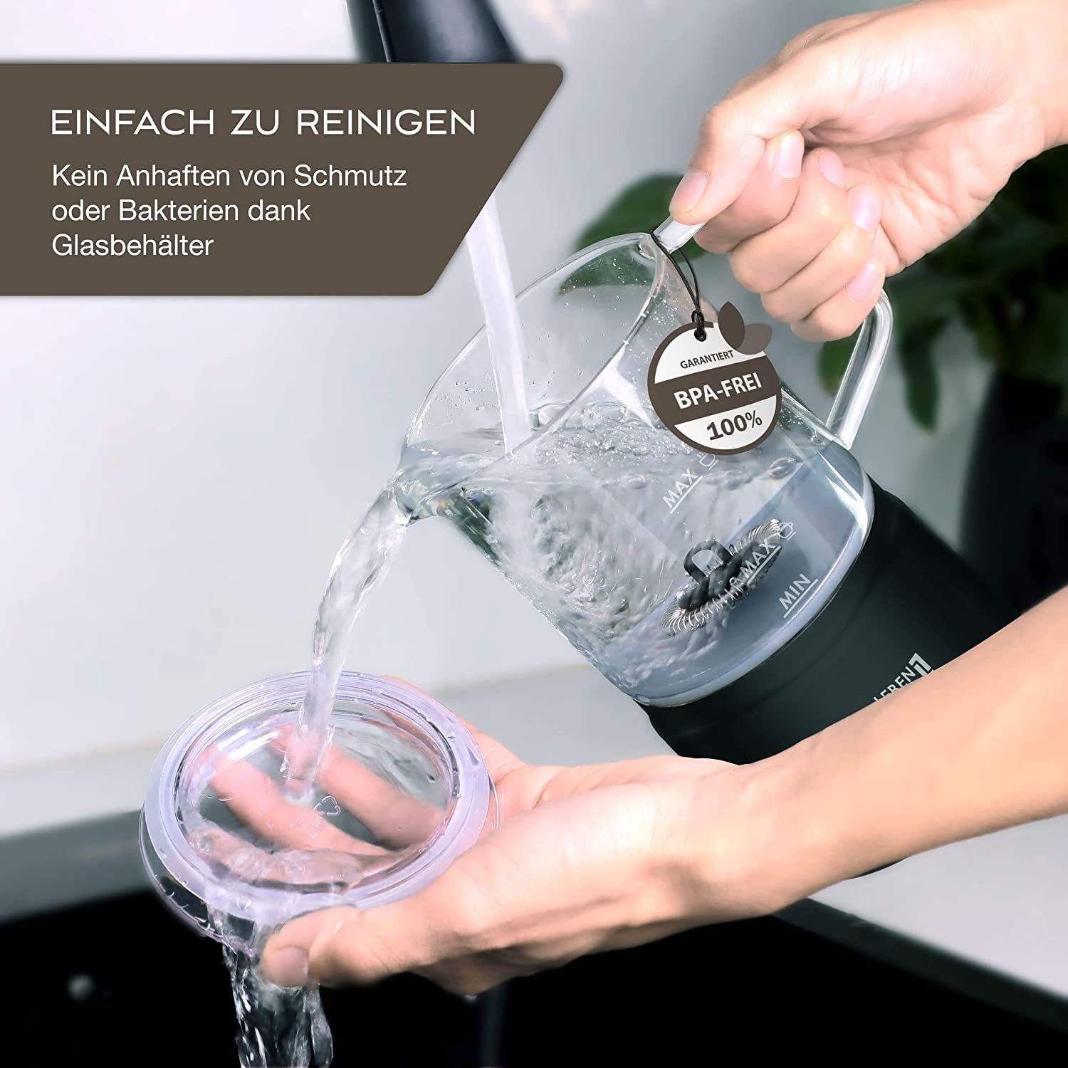 Lebenlang Milchaufschäumer Glas Milchaufschäumer elektrisch 4 Modi Milch aufschäumen elektrischer, 500,00 W