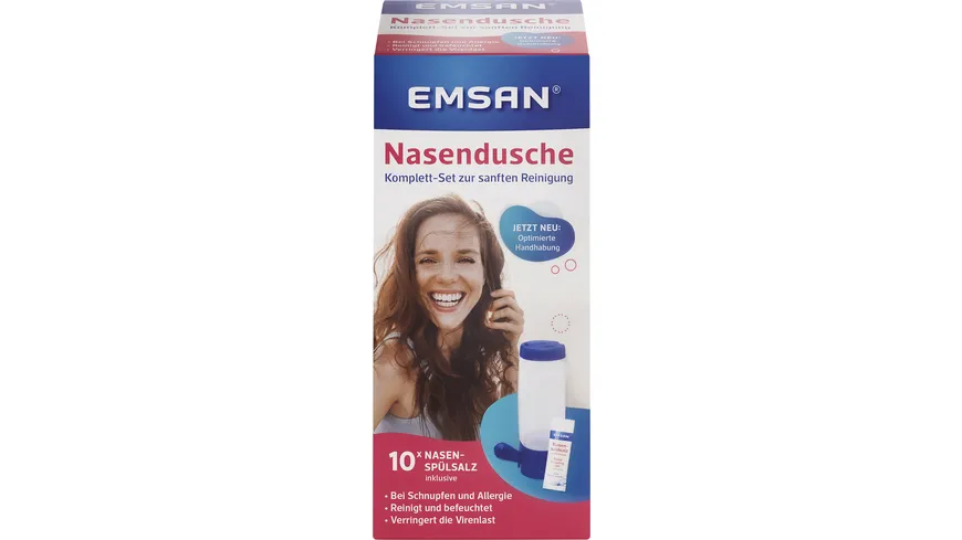 Emsan Nasendusche Komplett-Set + 10 Beutel Nasenspülsalz