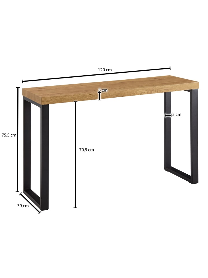 KADIMA DESIGN Konsolentisch Eiche-Dekor / Schwarz 120x39x75,5 cm Design Anrichte günstig kaufen onesize