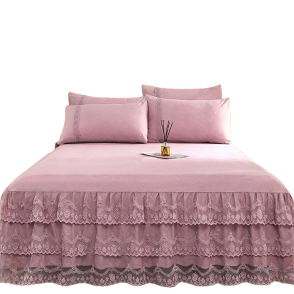 Matratzenschoner Bettrock Tagesdecke Spitze Ruffle Prinzessinnen 150 x 200cm FELIXLEO