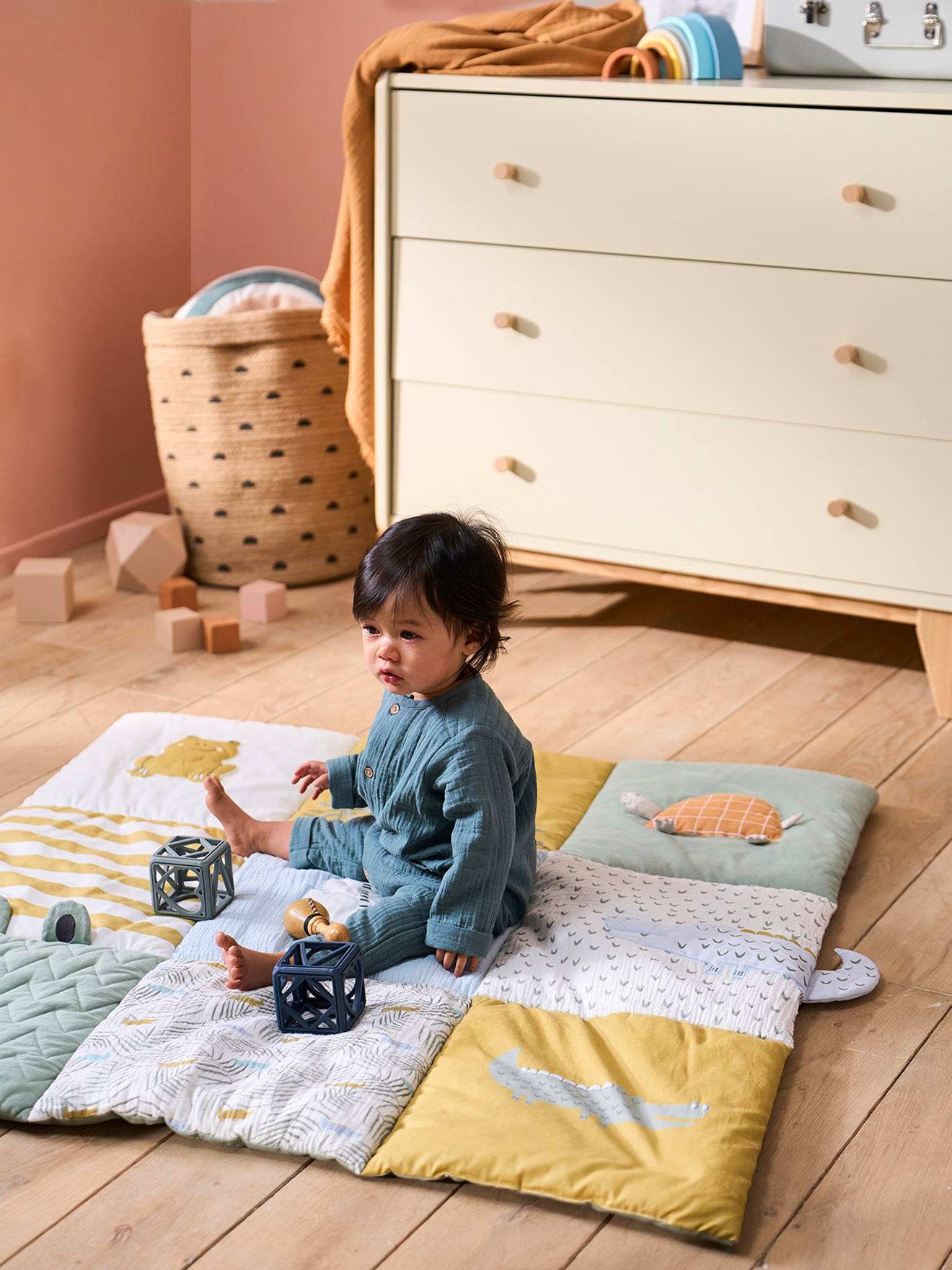 Vertbaudet Baby Spieldecke/ Laufstalleinlage TREK Oeko-Tex - mehrfarbig/krokodil