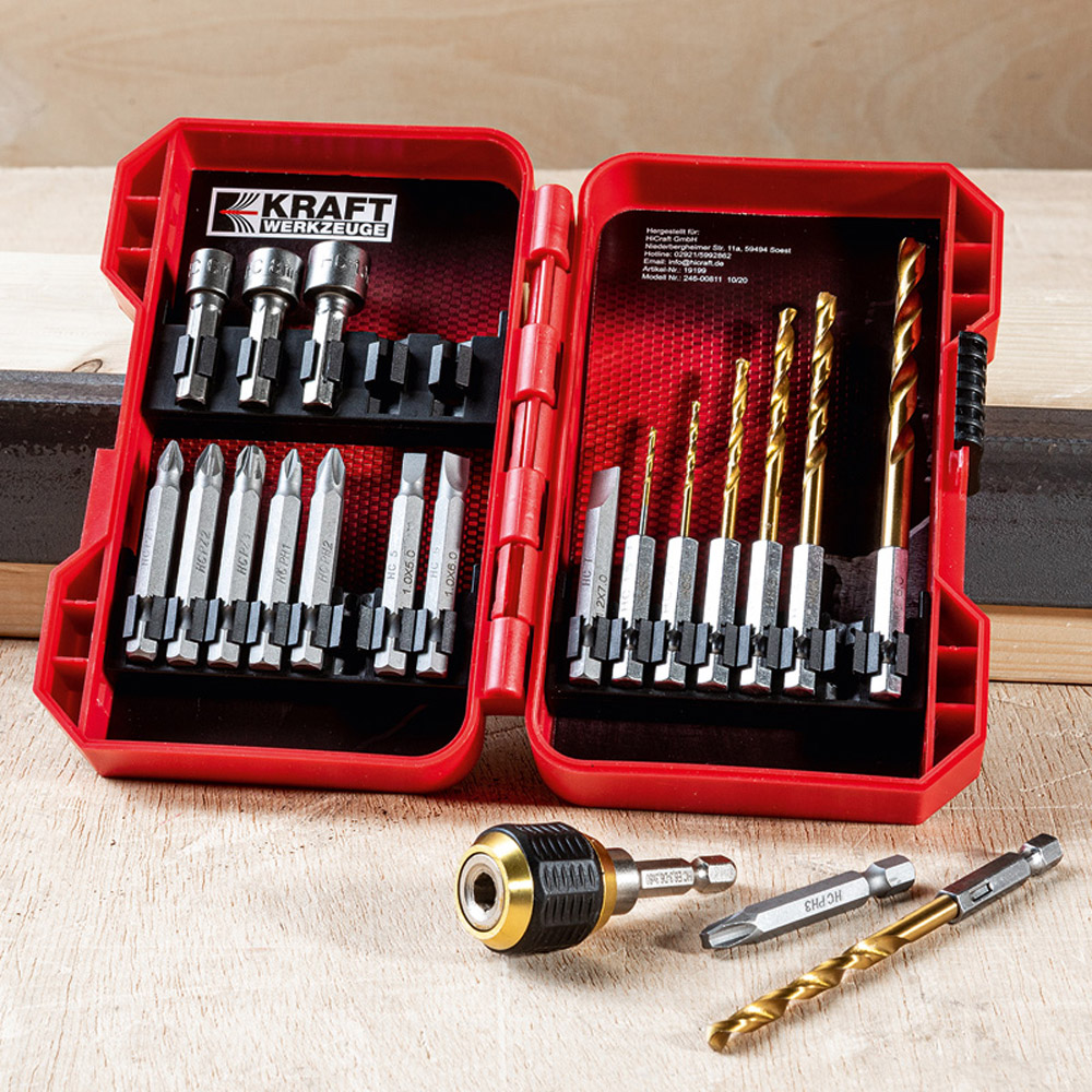Kraft Werkzeuge Bohrer-, Bit- und Stecknuss-Set - 20tlg.