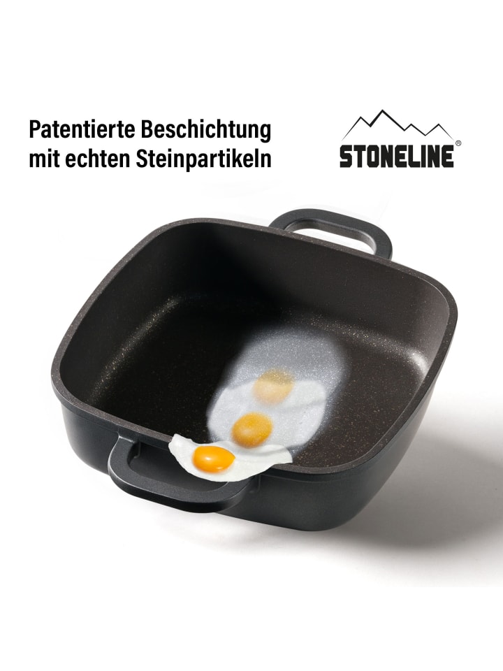 Stoneline STONELINE Servierpfanne 20 x 20 cm mit Aroma Glasdeckel, Eckpfanne in Roségold günstig kaufen 20 x 20 cm