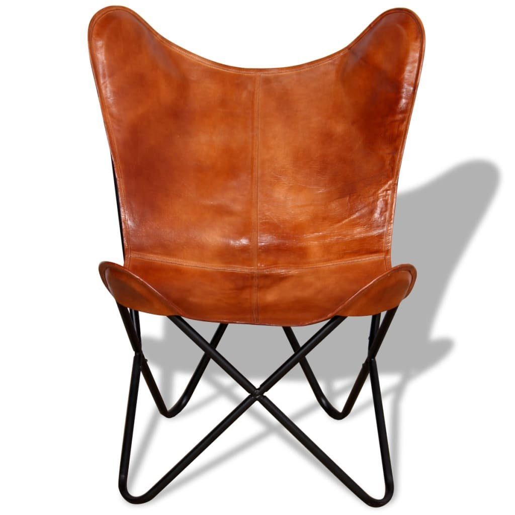 vidaXL Sessel Butterfly-Sessel Braun Echtleder (1-St)