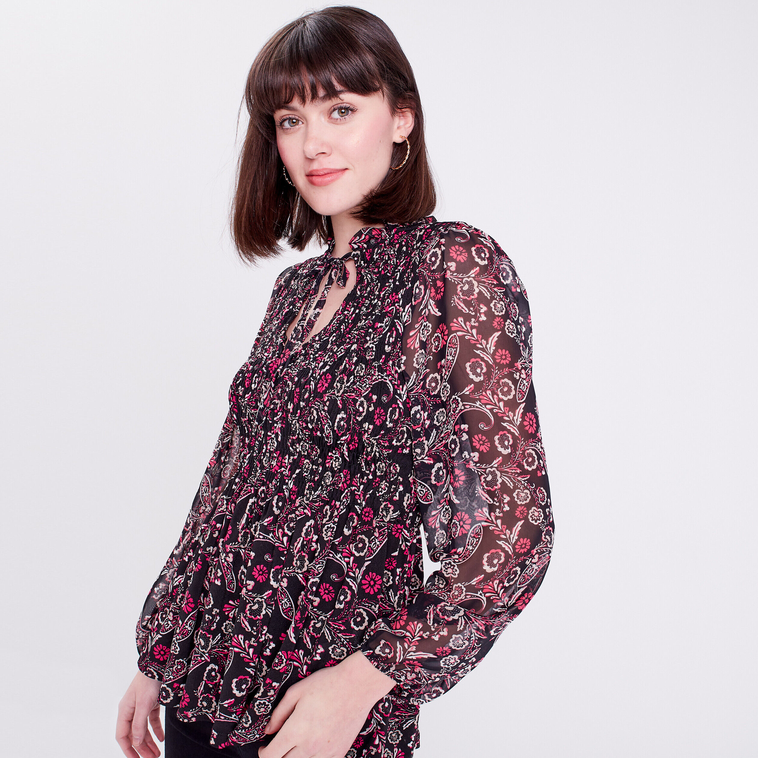 Blouse à manches longues noir femme | Cache Cache