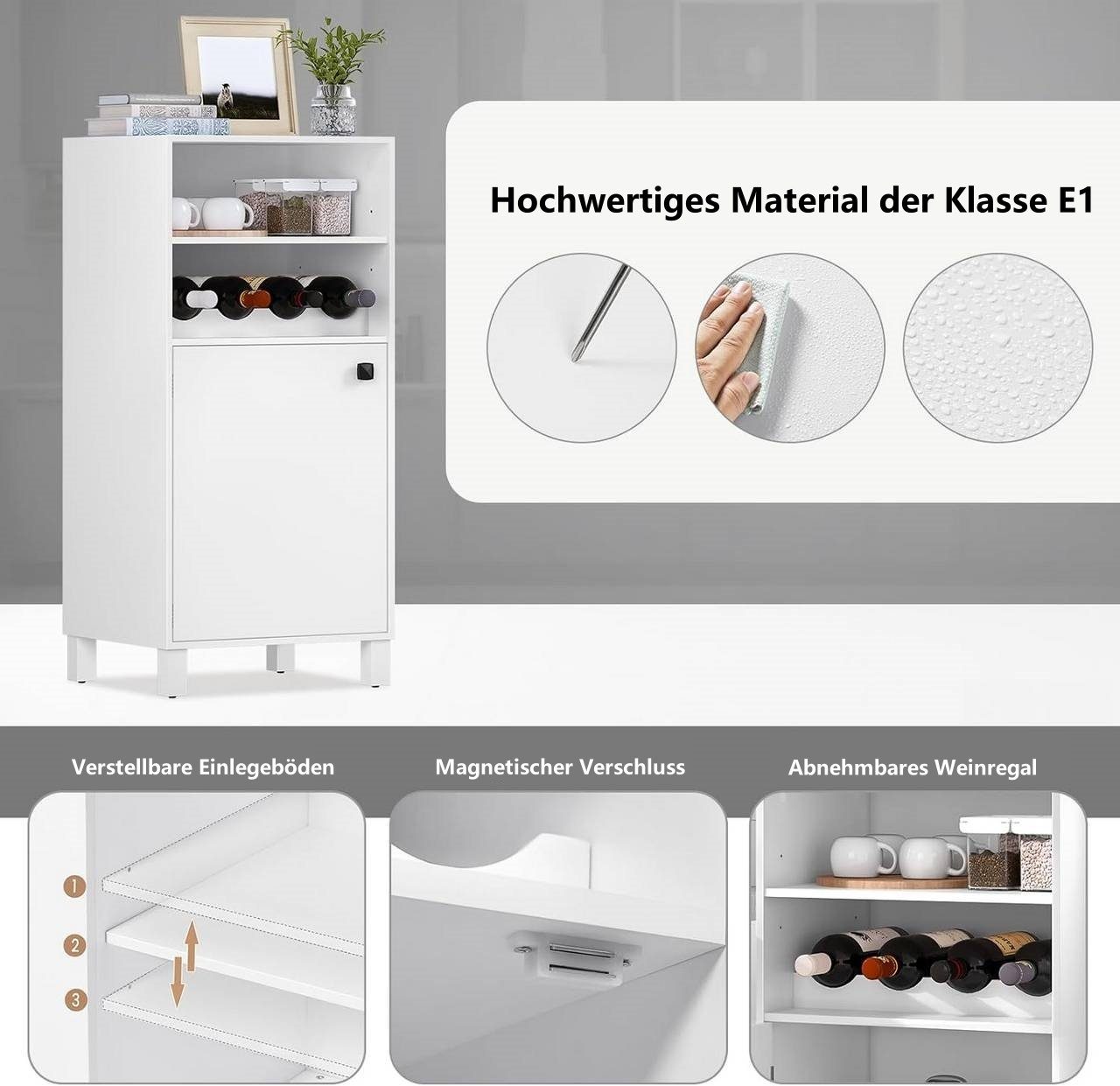 Woltu Weinschrank (1-St) Küchenschrank mit Weinregal, verstellbaren Regalböden
