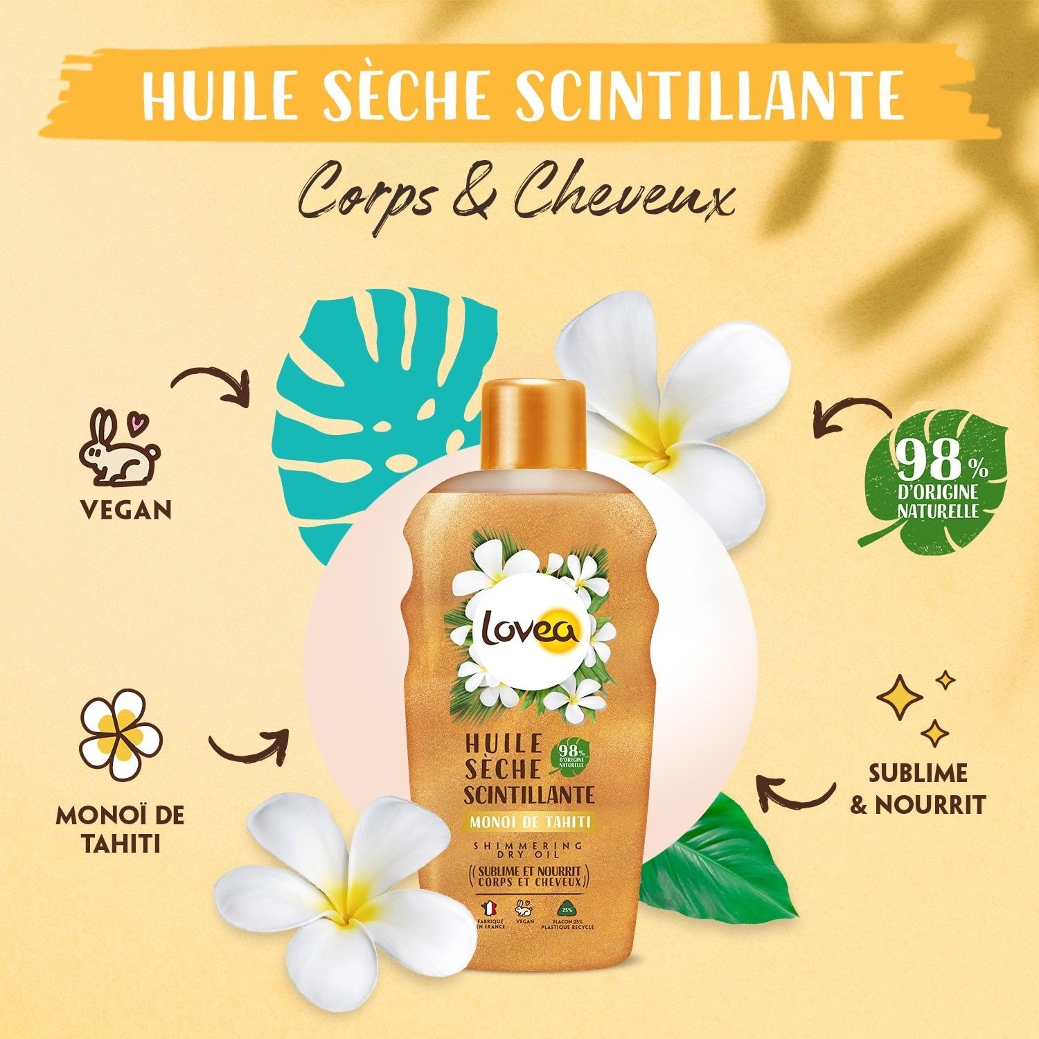 Lovea Monoï de Tahiti csillogó száraz olaj