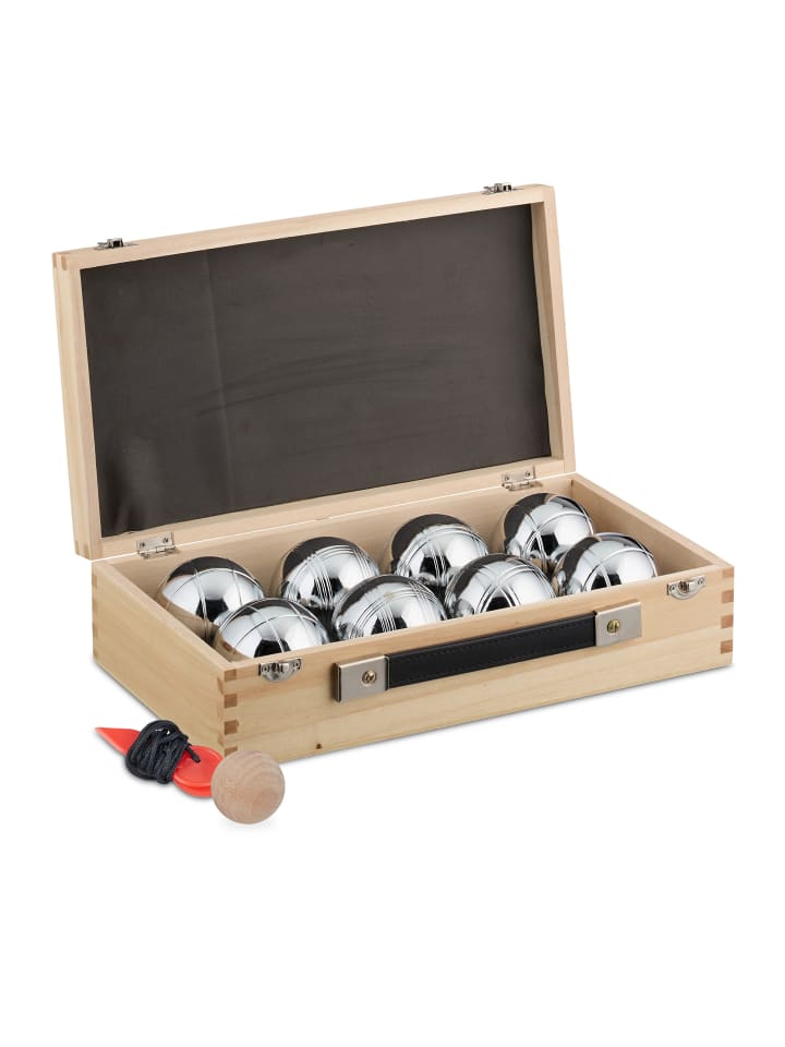 relaxdays 11-tlg. Boule Kugeln Set in Natur/ Silber günstig kaufen onesize