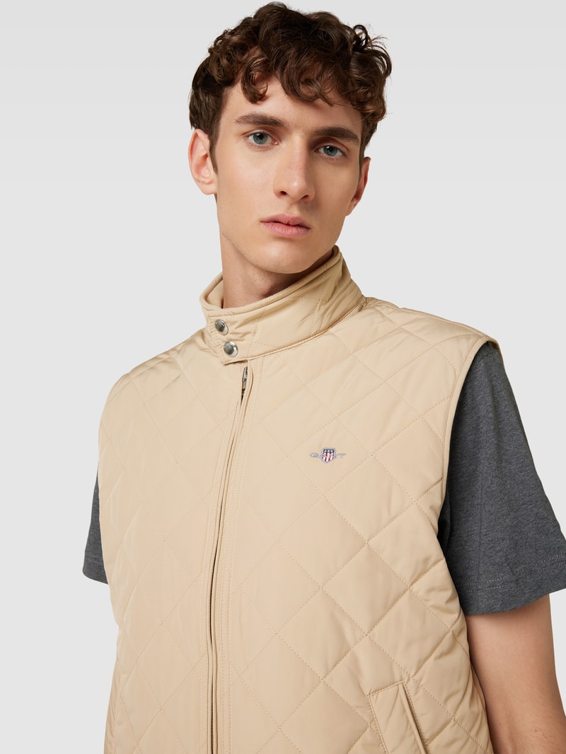 Weste mit Label-Stitching in beige