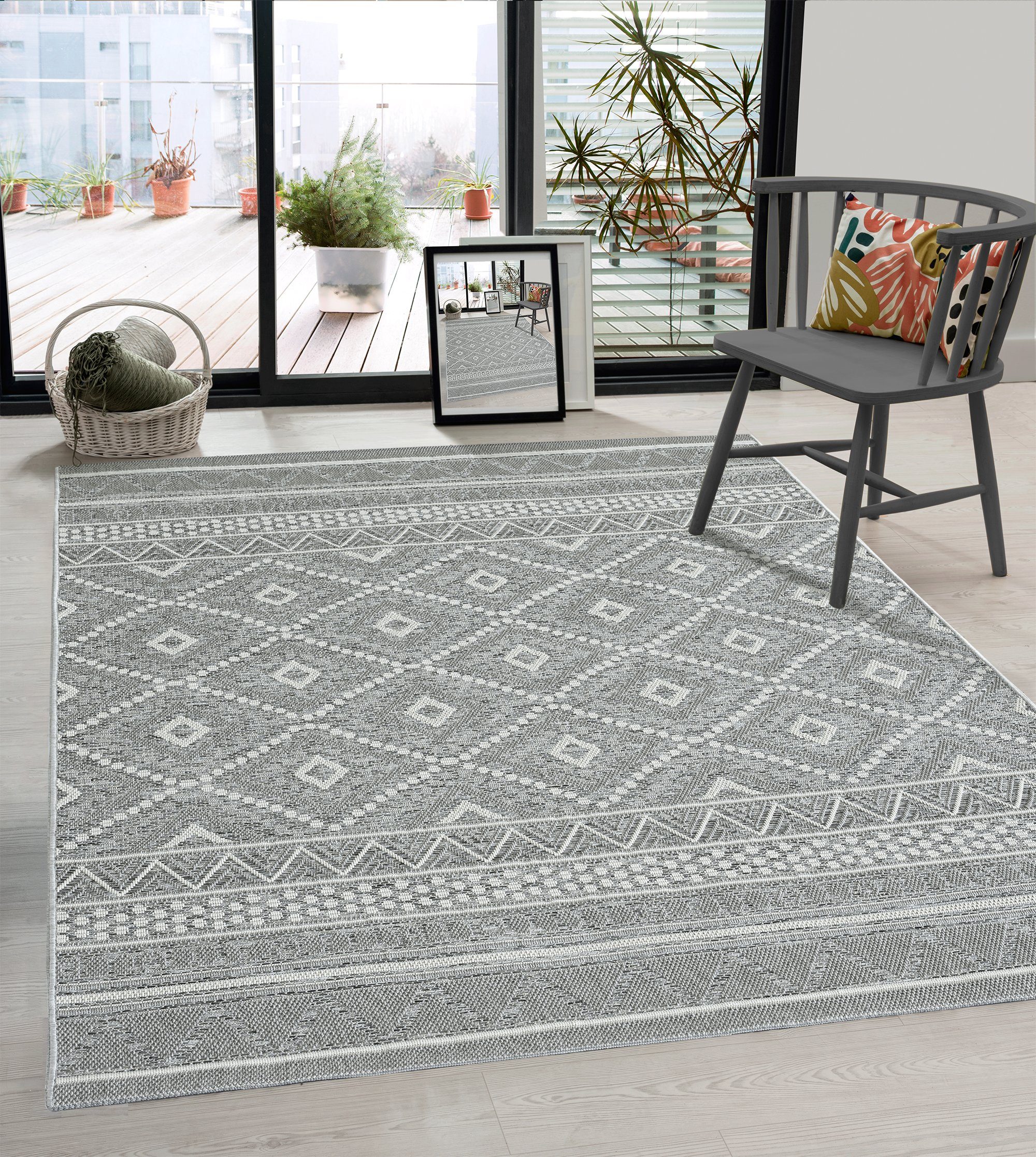 Outdoorteppich Calgary - robuster Outdoor Teppich, auch für Küche oder Esszimmer, the carpet, Rechteck, Außenbereich, Boho-Style, Vintage-Optik