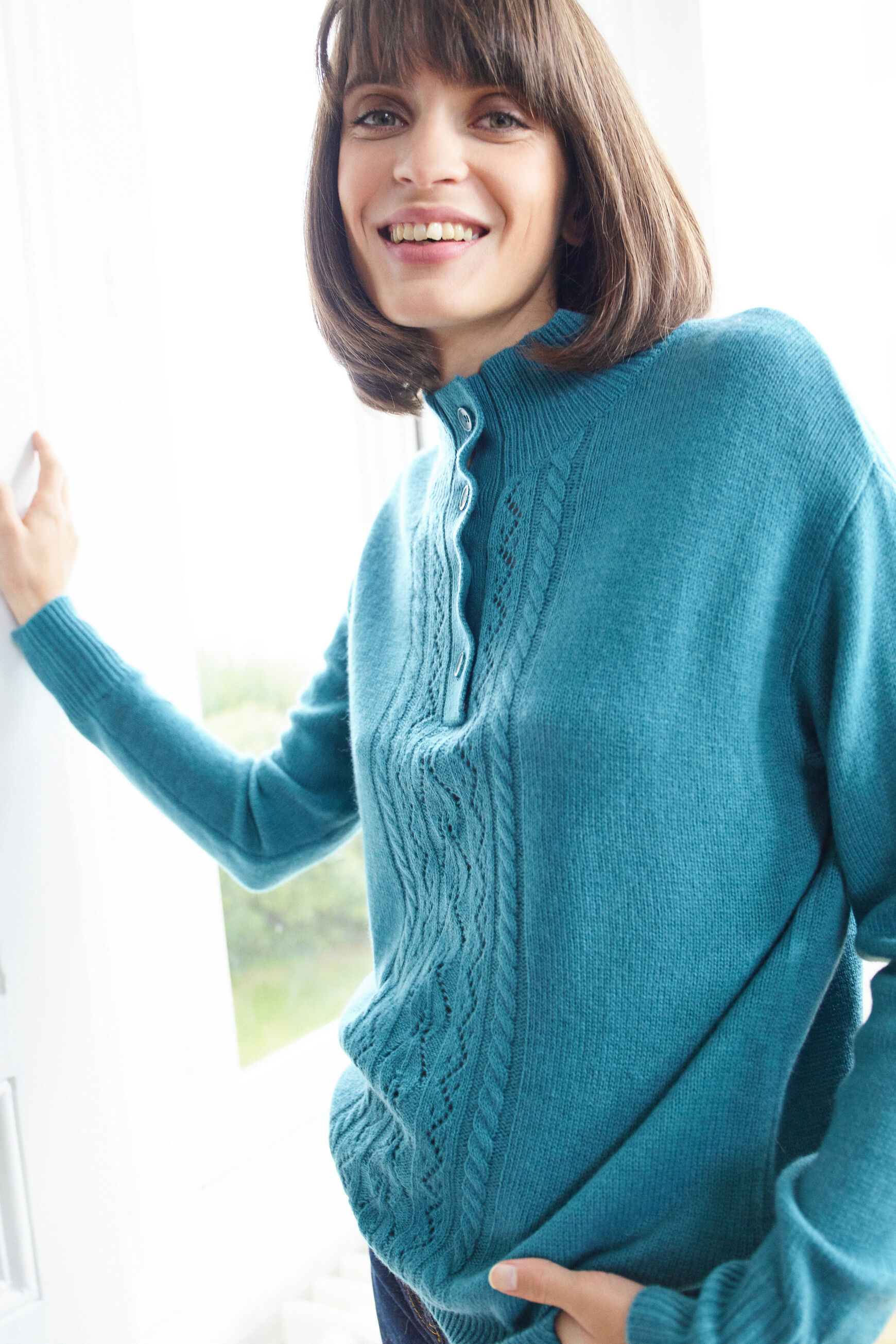 pull florine 100% laine bleu petrole femme