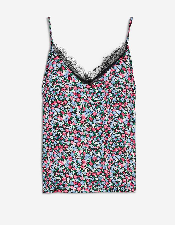 Damen Top - Spitzenbesatz