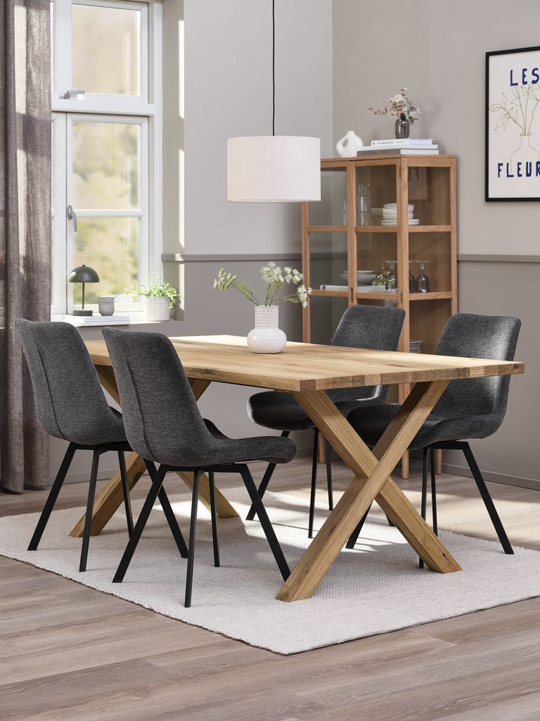 GRIBSKOV HYGUM GRIBSKOV L180 Eichentisch 4 HYGUM grauer Stuhl