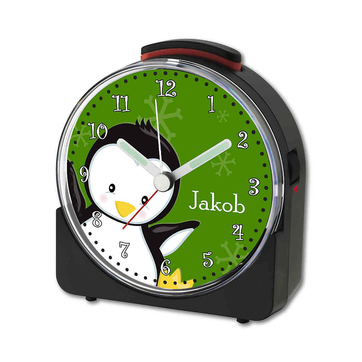 Kinder Funkwecker weiß personalisiert mit Namen Pinguin