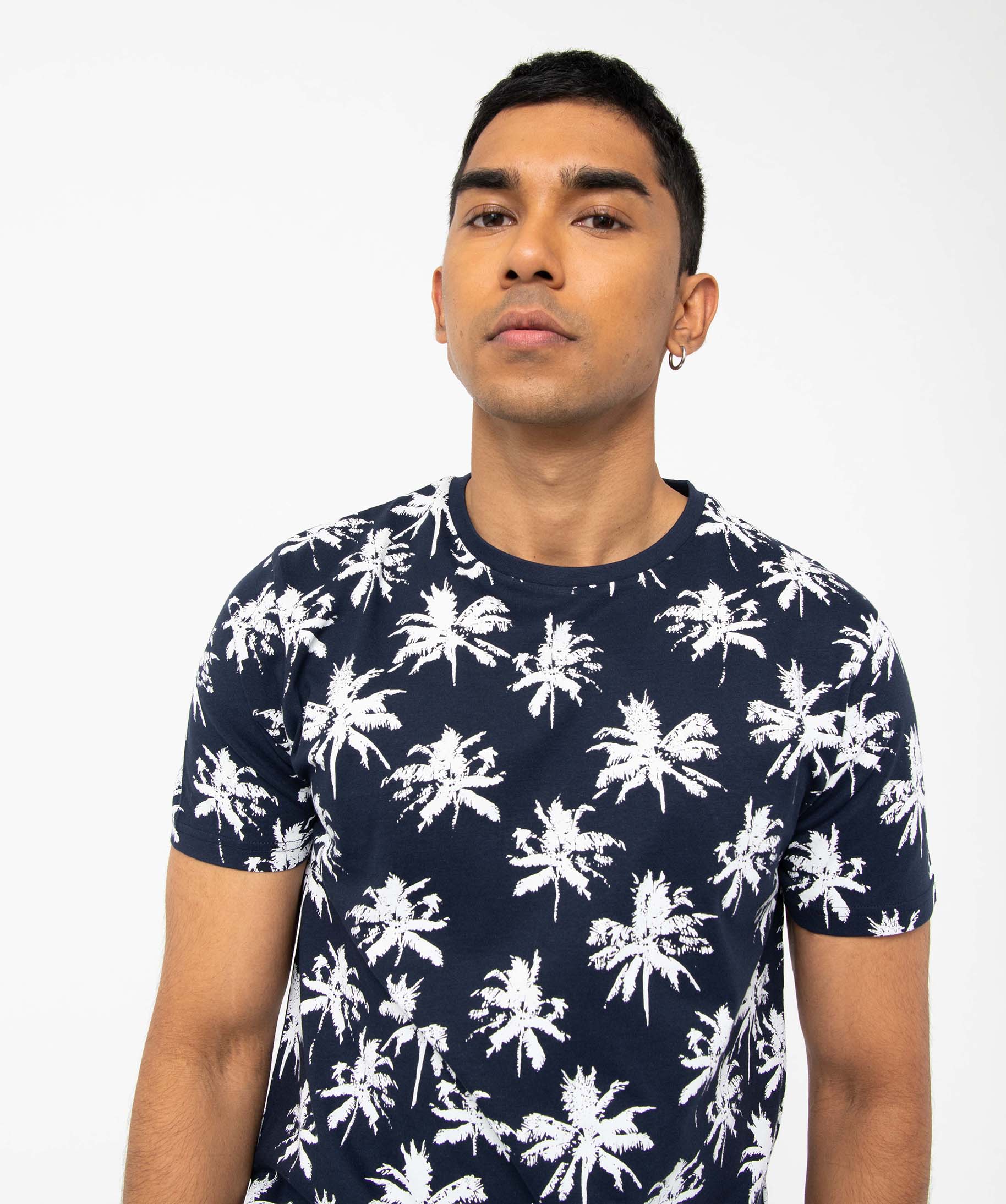 Tee-shirt homme à manches courtes à motif estival bleu fonce | GEMO