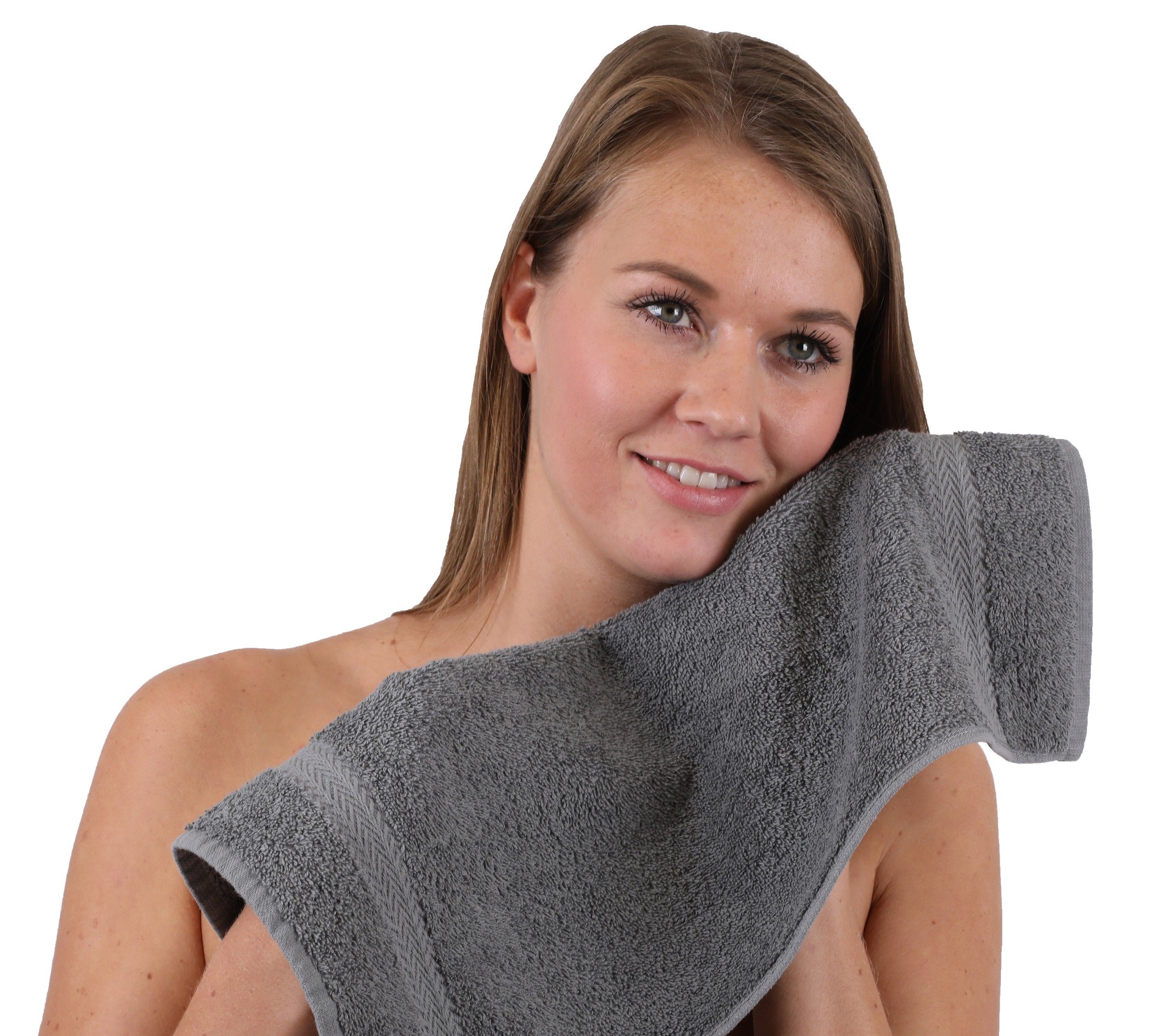 Betz Gästehandtücher 10 Stück Gästehandtücher Premium 100% Baumwolle Gästetuch-Set 30x50 cm Farbe rot und anthrazit, 100% Baumwolle (10-St)
