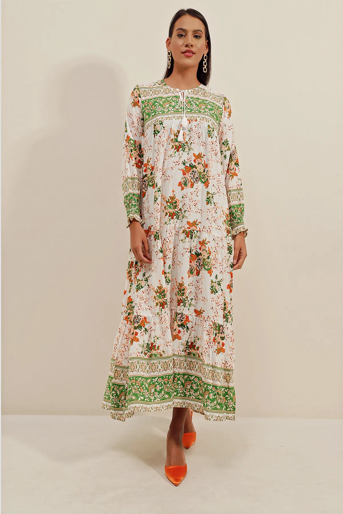 Bigdart  1947 Gemustertes langes Kleid – Grün