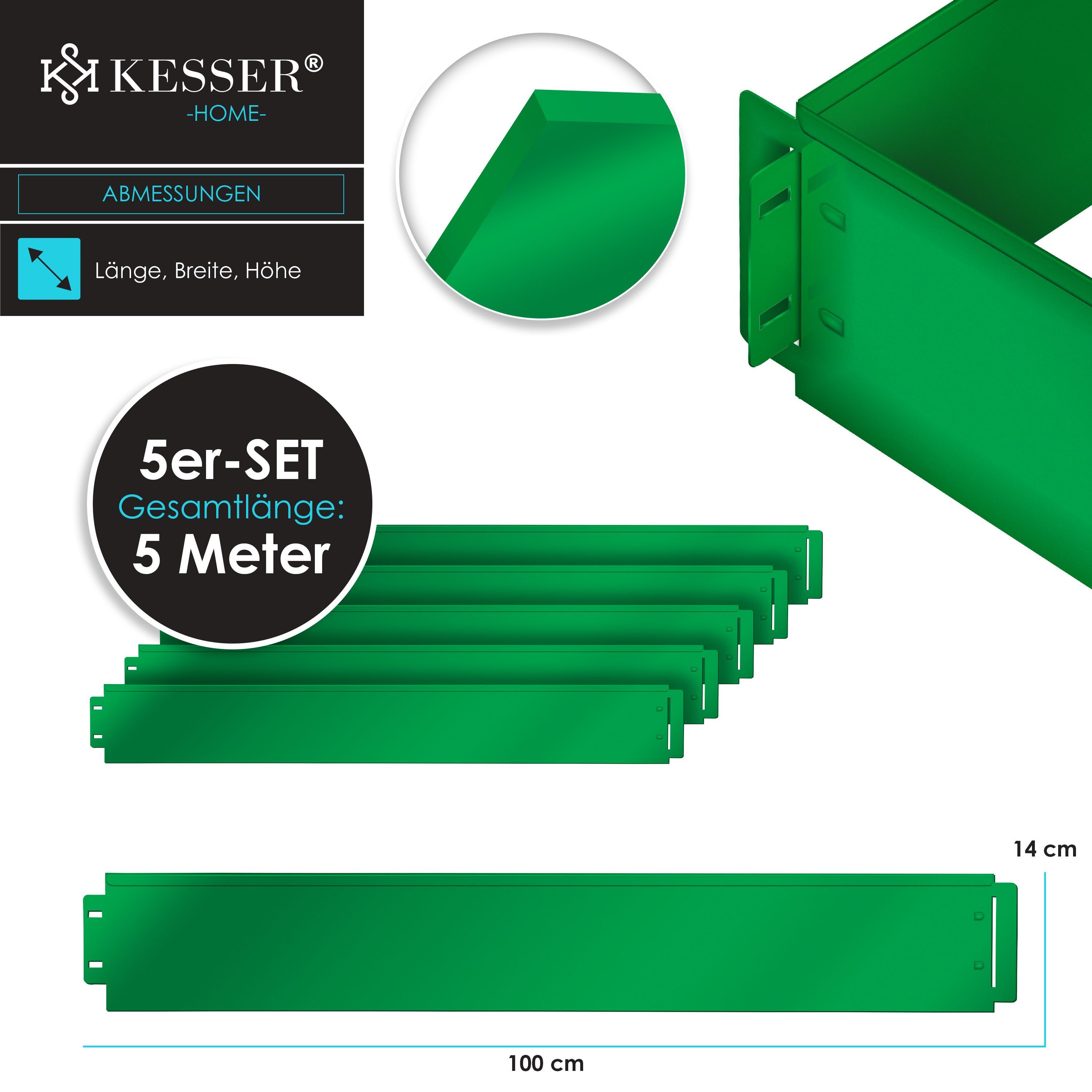 KESSER Rasenkante, LxH: 100x14 cm, Rasenkante Beeteinfassung Beetumrandung 5m 10m 15m 20m 25m