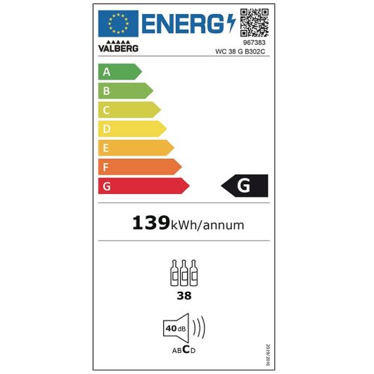 Răcitor de vinuri 38 sticle VALBERG WC 38 G B302C
