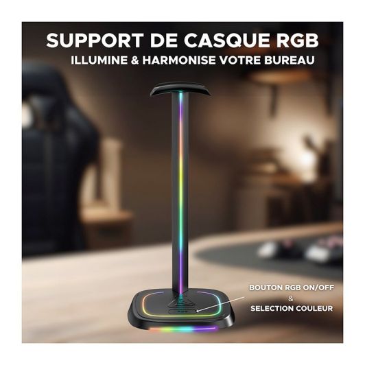 Suport pentru căști de gaming G-LAB Kult Stand Neon - Iluminare RGB - Stabil