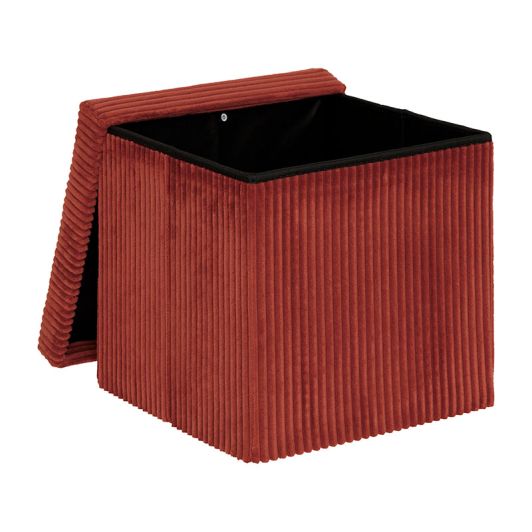 Opvouwbare fluwelen poef (kubus) – 38x38x38 cm – Terracotta kleur
