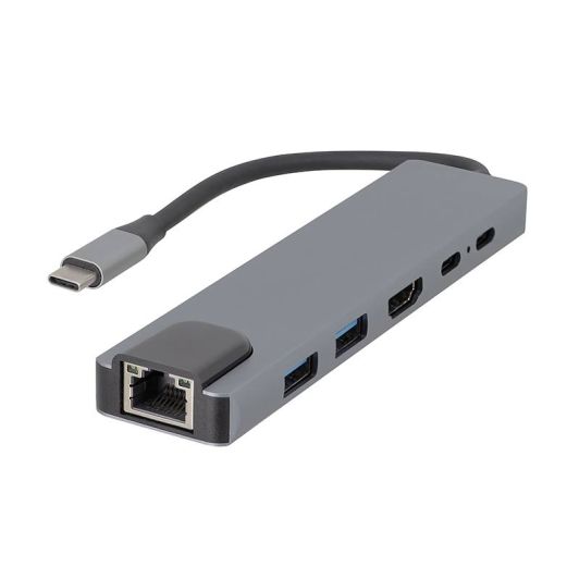 EDENWOOD USB-C-Hub 6-in-1 – HDMI, RJ45, USB 3.0 & PD-Ladefunktion