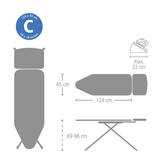 BRABANTIA Strykbräda 124x45 cm