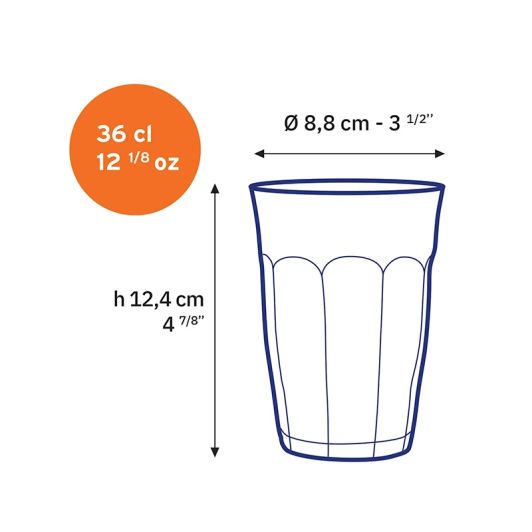 Set mit 6 DURALEX Picardie Trinkgläsern – grau – 36 cl