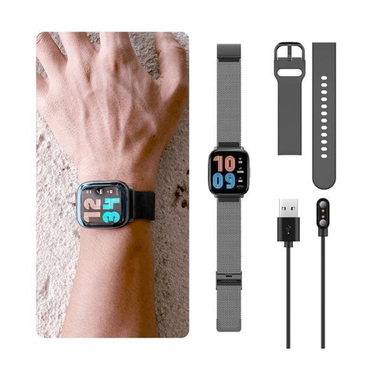 ECHO Rainbow Nano Smartwatch - Pack met 2 Bandjes (Grijs & Metaal)