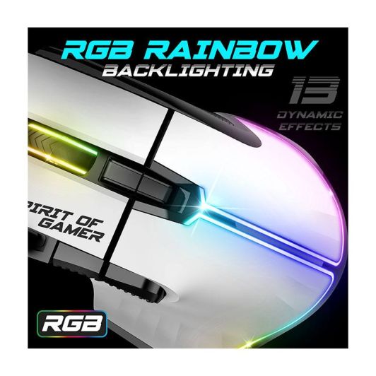 Mouse de gaming SPIRIT OF GAMER Alb – 12800 DPI / 8 Butoane Programabile / Rapid Fire