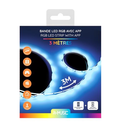 Bandă LED RGB R-MUSIC 3m conectată