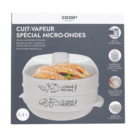Aparat de gătit cu abur dublu pentru cuptorul cu microunde