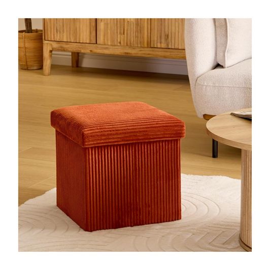 Puf welurowy składany (kostka) – 38x38x38 cm – kolor terakota