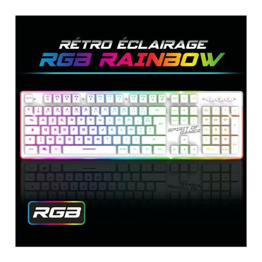 Spirit of Gamer Gaming-Paket – Kabellose AZERTY FR Tastatur mit RGB-Maus (4800 DPI), wiederaufladbar, Aluminium – Kompatibel mit PC/PS4/PS5/Xbox – Weiß
