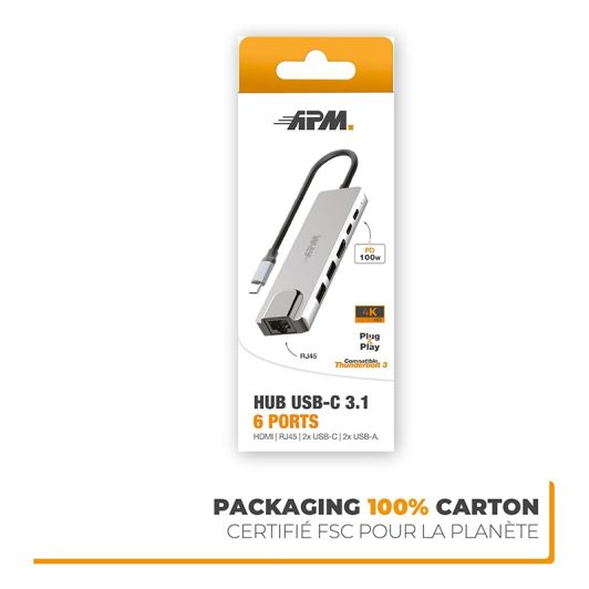 HUB APM USBC către USBA, USBC, HDMI, RJ45
