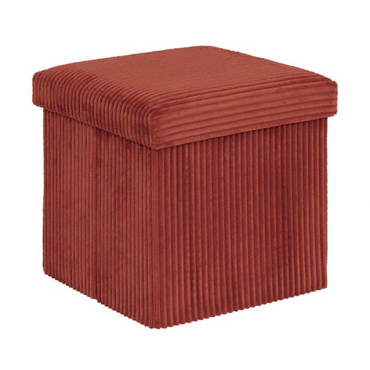 Opvouwbare fluwelen poef (kubus) – 38x38x38 cm – Terracotta kleur